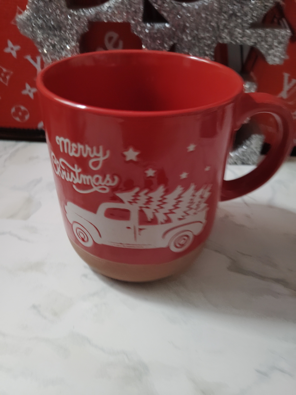 Holiday Red 'Merry Christmas' Truck Ceramic Mug